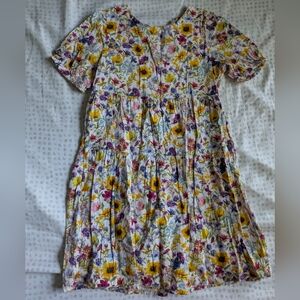 Old Navy Yellow and Blue Tiered Puff Sleeve Sundress